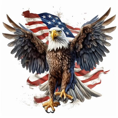 full body eagle with american flag Clipart,on white background with margins