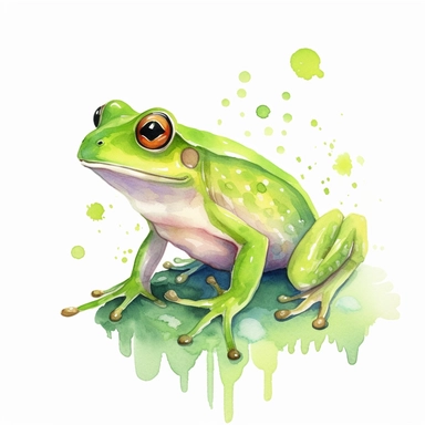 a Watercolor Green Frog Clipart