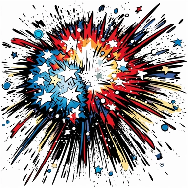 a graffiti clip art illustration for a United States firework explosion on white background
