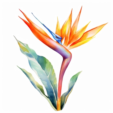 watercolor clipart strelitzia from south africa