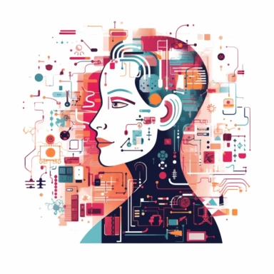 AI and natural language processing, clipart, schmatic