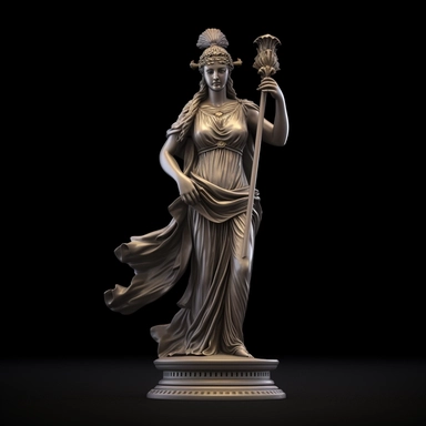 1 image of a small ancient greece statue, vintage style, black background, clipart