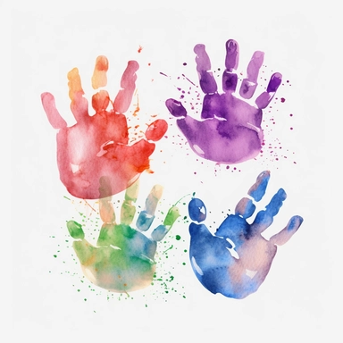 Watercolour clipart handprints, multicoloured, 4k