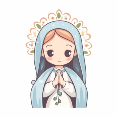 adorable simple holy mary clipart, white background