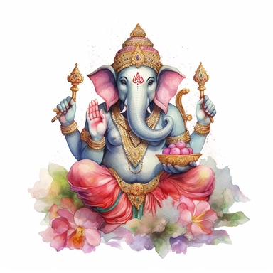 realistic watercolor ganesh clipart illustration