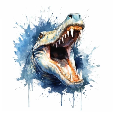 a Crocodile Open Mouth. in the style of watercolour clipart with detailed brush strokes