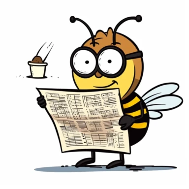 clipart, Bee reads news paper