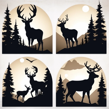 Deer Bundle SVG, Deer and Mountains SVG Files pour Silhouette & Cricut. Faune Svg, Aventure Svg, Cerfs et Montagnes Clipart, Chasse SVG.