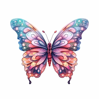 Pastel Beautiful Fairy Butterfly Clipart ,Cartoon,hyper realistic, intricate detail, illustration style,high solution,on the white background