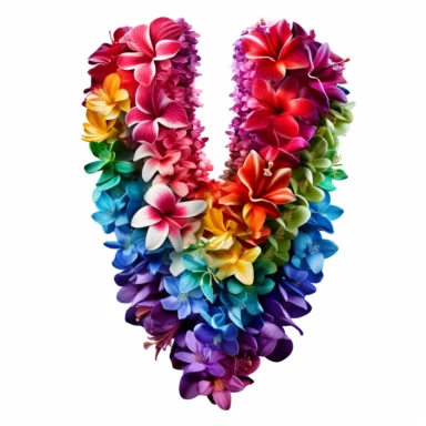 a colorful Flower lei hanging around someones neck for digital clipart