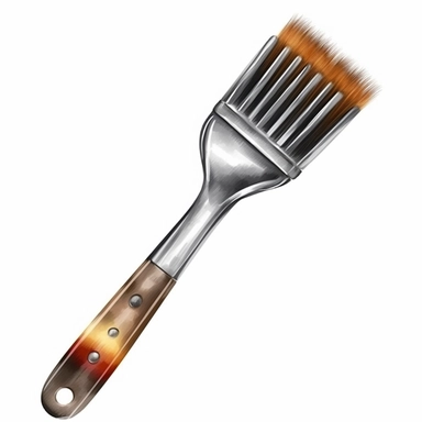 grill brush clipart, watercolor painting technique, realistic design on a white background, simple design, 4K, hi-res, single design,