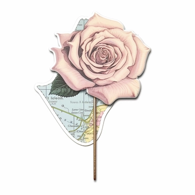 hand drawn , watercolor, hyper realistic, white background, white margins, 16k, ultra detailed clipart, cut out image, hand-drawn, ultra HD, sharp and clean art a vintage map pin with delicate floral , capturing the romantic and feminine aesthetics often associated with vintage fashion and travel. light pink pastel
