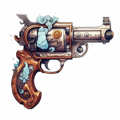 pirate gun sublimation clipart, detail, illustration style, high solution, on the white background