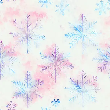 gradient snowflakes pattern simetric, white background in watercolor clipart style