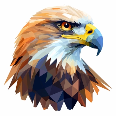 polygon eagle head flat svg vector clipart illustration, on a clean white background