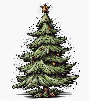 the christmas tree clip art, in the style of eye-catching, accurate and detailed