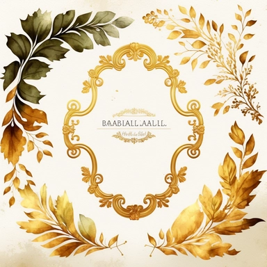 gold leaf baroque frames watercolor clipart