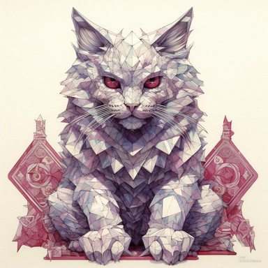 sweet Maneki-neko, Domestic Shorthair, origami paper In the style of Brian Froud & Alan Lee, leather texture textured, clipart, complex design, dreamy color, white contour, white background only