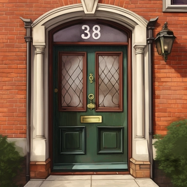 clipart illustration, realistic, photorealism, photo, medium close-up, number 8, eight, house number, front door,
