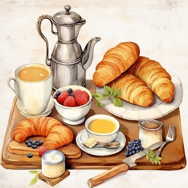 beautiful french breakfast Clipart - 13 High Quality JPGs - Digital Download - Card Making, Mixed Media, Digital Paper Craft