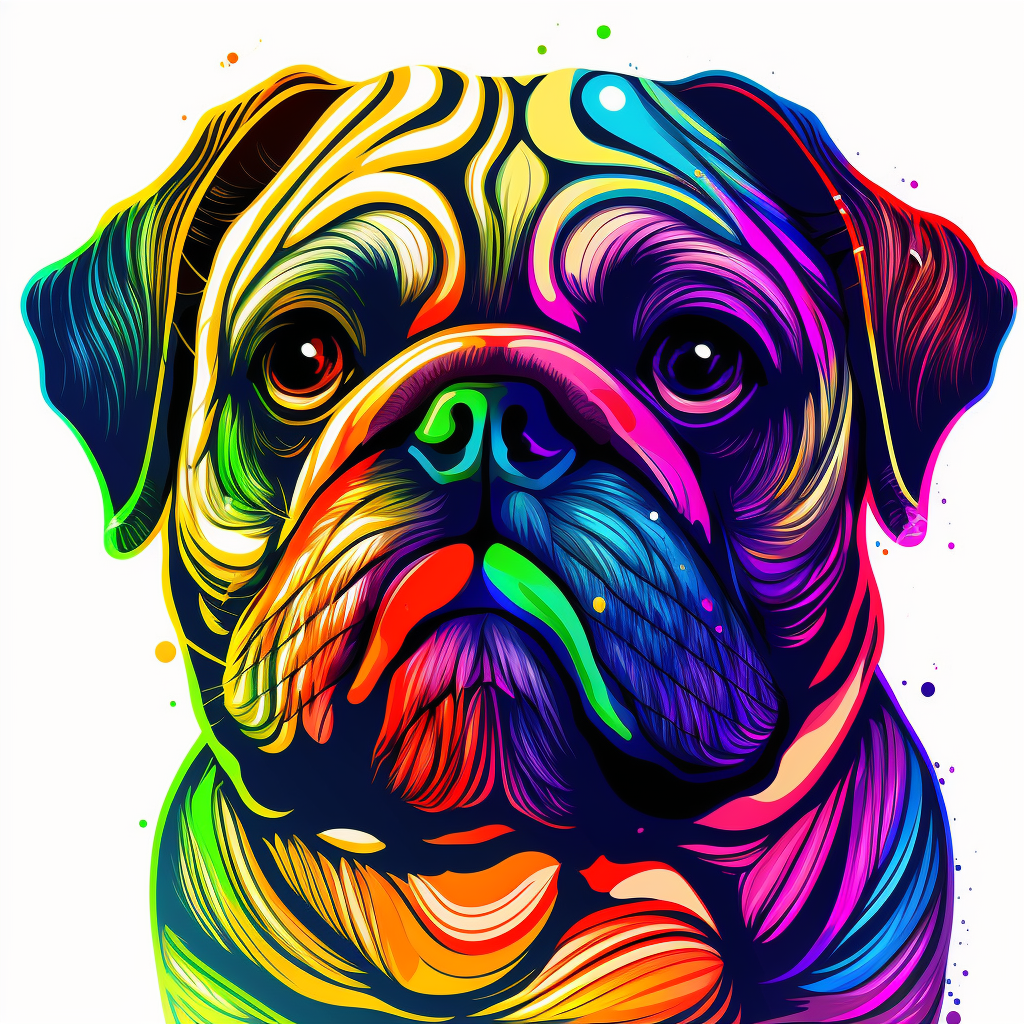 swimming pug hawaiian colourful anime manga kawaii cute vibrant clipart ...