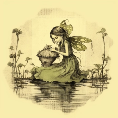 swamp fairy clipart, grunge style