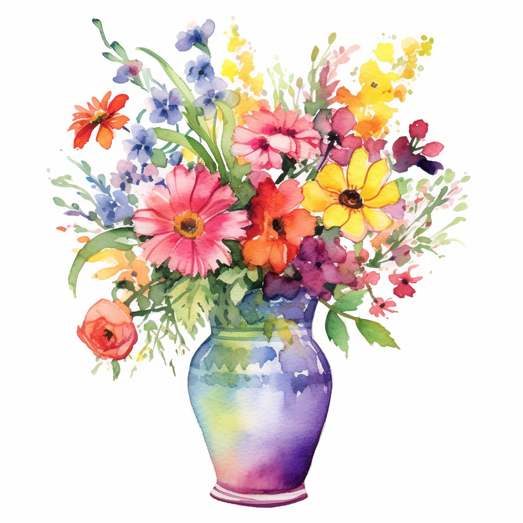flower vases with flowers clipart