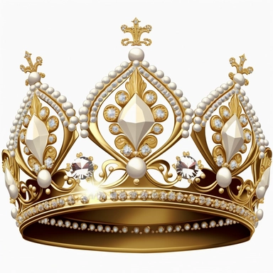 Diamond Crown clipart. White and gold diamond, rhinestone crown clip art
