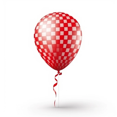 Single balloon clipart in bright red with a white ribbon for a Christmas celebration, realistic