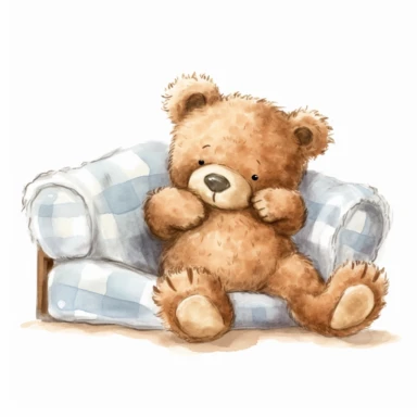 Teddy Bear Take a Nap Clipart,white background