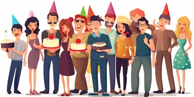 clipart friends celebrating a party, white background