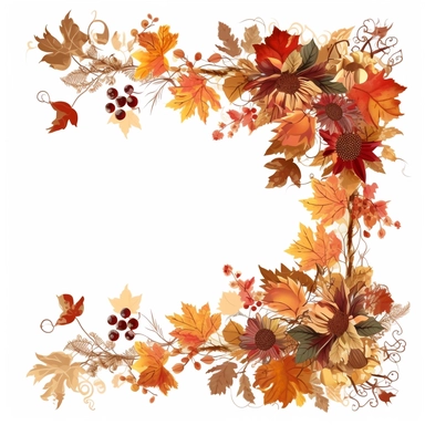 fall border clipart, blank white background