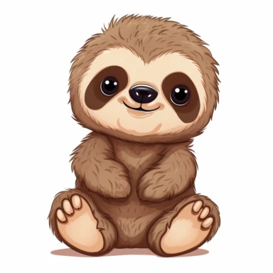 Clipart of a cute baby sloth, full body