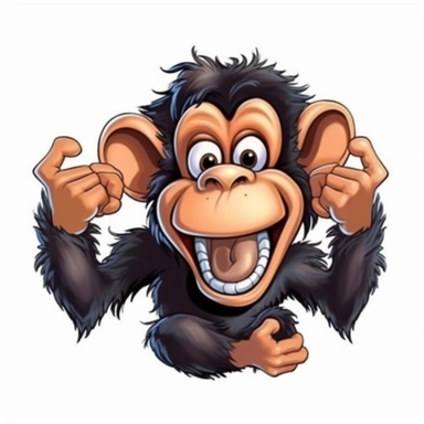 Cute Happy Face Beautiful Funny Monkey Full body Sublimation Clipart,Cartoon,hyper realistic, intricate detail, illustration style,high solution,on the white background