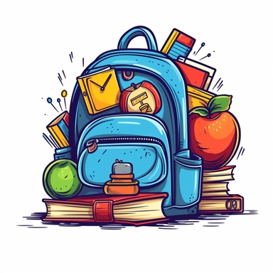clipart back to school illustration. Vector style. White isolated background.