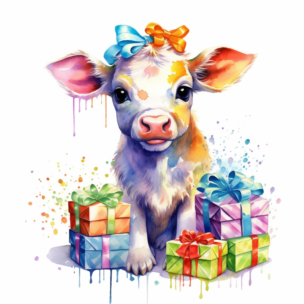 colorful cow cliparts