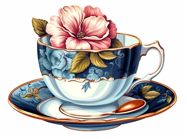 Blue ? color high tea cupcake clipart