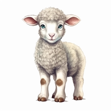 happy cute baby sheep, hand draw Illustration clipart, 4K, extremely detailed Sublimation Clipart,Cartoon,hyper realistic, intricate detail, illustration style,high solution,on the white background
