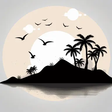 simple beach scene black, svg, clipart, silhouette cricut, white background