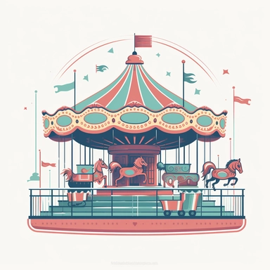carousel clipart style vector svg thick lines pastel style