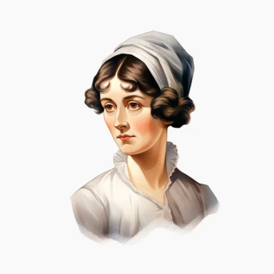 Jane Austen clipart, white background, isoliated, hd, high quality, vector, highly detailed, clipart style