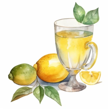 lemon juice in a glass, watercolor clipart