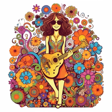 retro, groovy, clipart, happy, hippie, isolated on white background