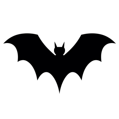 halloween bat,black and white silhouette icon, clipart style, white background, thick lines, vector, simple design, flat colour, solid colour, halloweencore