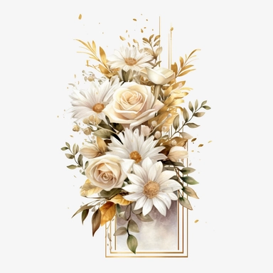 watercolour beautiful realistic white real floral wedding flower spray on gold rectangle tall frame stand realistic elegant wedding floral display stand with white glitter wedding flowers ,clip art graphics , PNG image,transparent background ,ultra highly detailed, 18k, sharp focus, bright photo with vibrant colours, digitally enhanced,photographic, enhanced graphics, png format, straight, sharp focus, bright lighting, intricate detailed png image ,high definition,300dpi,graphic clipart,computer