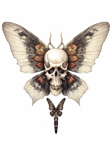 Skull Moth Clipart on white background, death's head moth, realistic, details, high resolutions, white background