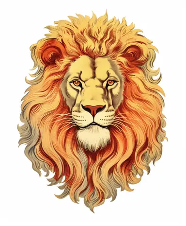Vintage 1920 Portrait of Lion Head Illustration , Chromolithograph, Die Cut, 1920s Illustration, Vintage, Chromolithograph, Colorful, Antique, Ephemera, Clipart, 8k, Isolated on white