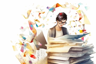 header index banner image for an photographer and lawyer, many papers and documents, what would be liked by photographers, clipart 2D, watercolor style, white border, white background, happy emotions