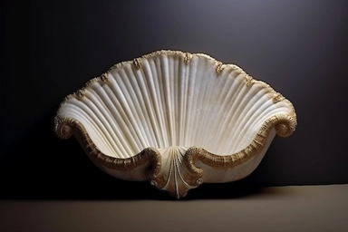 shell bed with pearl decoration, on a black background, like clipart style, mysterious, luxurious, 4k , octane render, unreal engine,