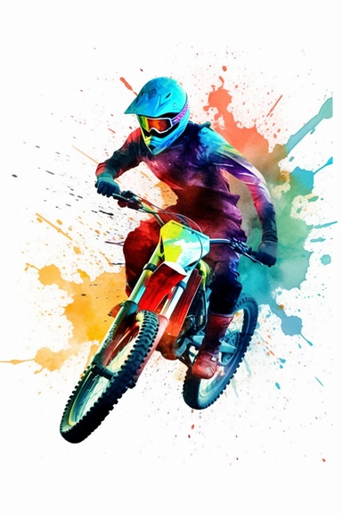 MTB Dirt Bike Downhill Clipart Watercolor Sublimation Art, splash of colors, printable art